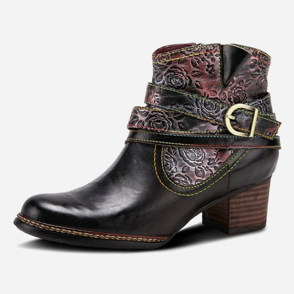 Spring Step L'Artiste Shazzam Rose Ankle Boots Floral Rainbow Women's Size 39 - Picture 1 of 8